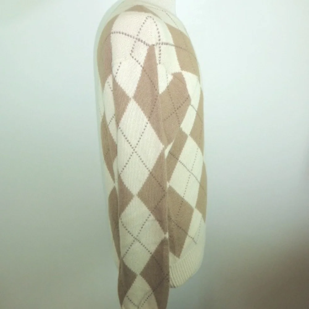 POLO RALPH LAUREN alpaca cotton ARGYLE v sweater M